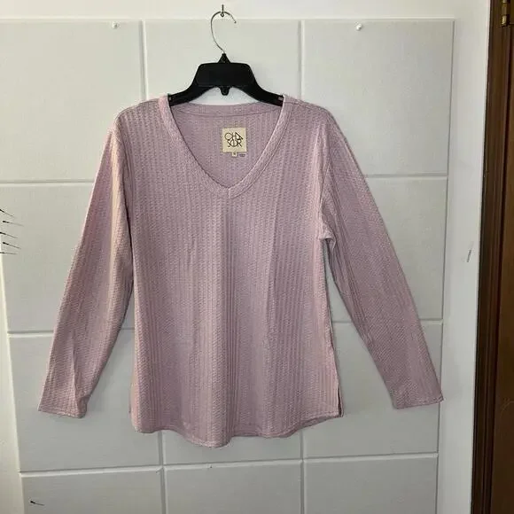 CHASER Women's Long Sleeve Waffle Thermal Tunic Sweater Top - Soft Waffle Weave, Button Cuff, Casual Wear